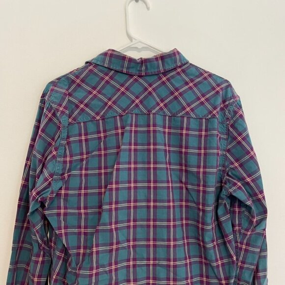 ARIZONA JEAN CO Mens Teal Blue Etc Plaid Lightweight Flannel Button Down Shirt M - Picture 11 of 12